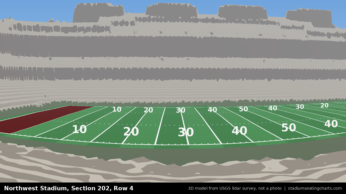 View from Northwest Stadium Section 202, Row 4, looking toward the field