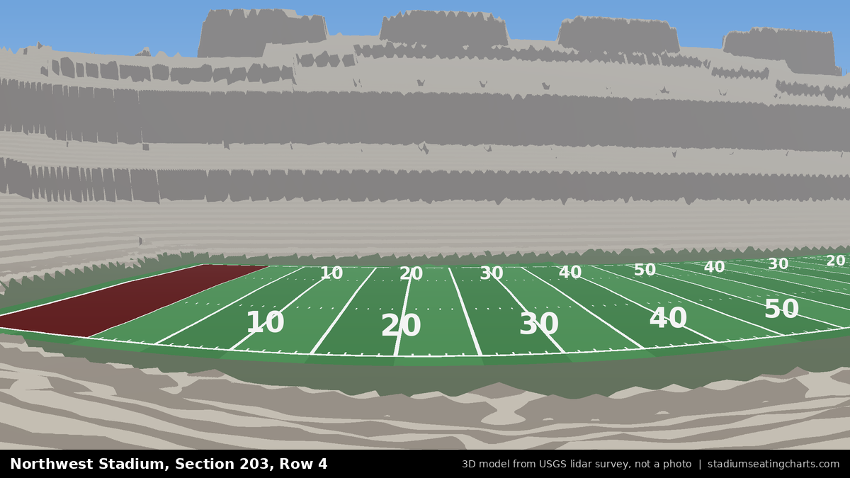 View from Northwest Stadium Section 203, Row 4, looking toward the field