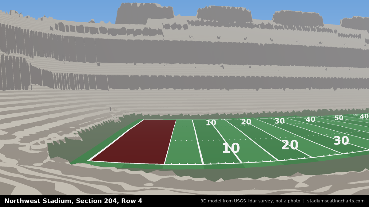 View from Northwest Stadium Section 204, Row 4, looking toward the field