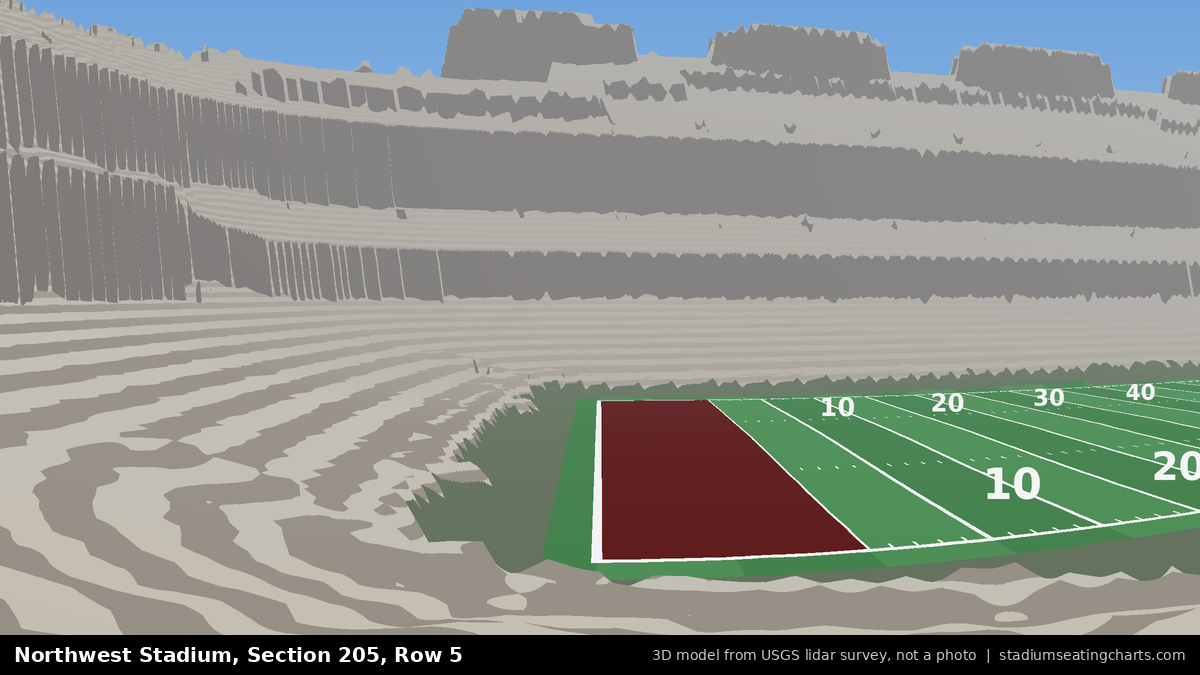 View from Northwest Stadium Section 205, Row 5, looking toward the field