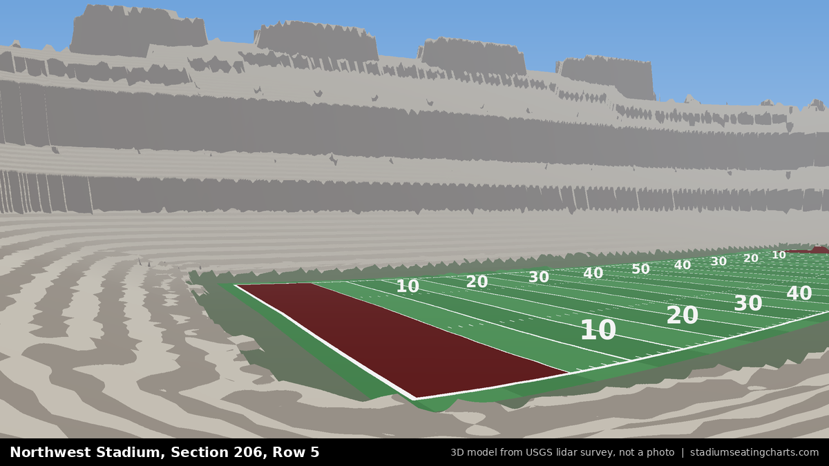 View from Northwest Stadium Section 206, Row 5, looking toward the field