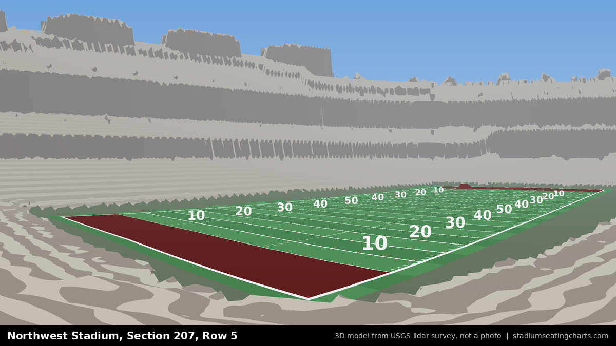 View from Northwest Stadium Section 207, Row 5, looking toward the field