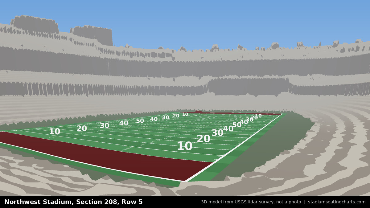 View from Northwest Stadium Section 208, Row 5, looking toward the field