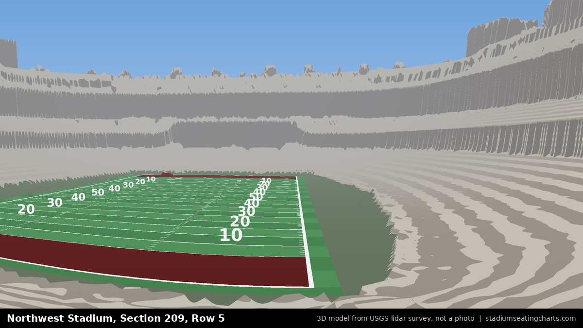View from Northwest Stadium Section 209, Row 5, looking toward the field