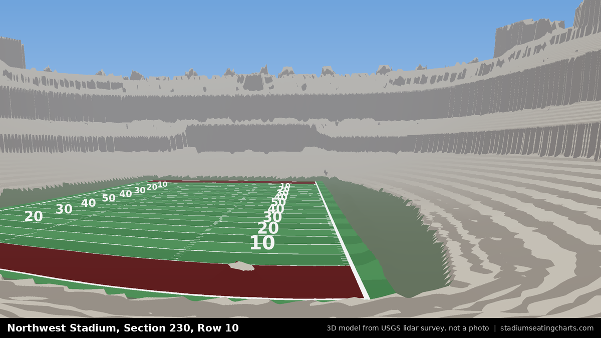 View from Northwest Stadium Section 230, Row 10, looking toward the field