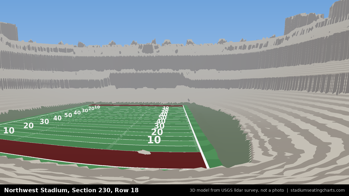 View from Northwest Stadium Section 230, Row 18, looking toward the field