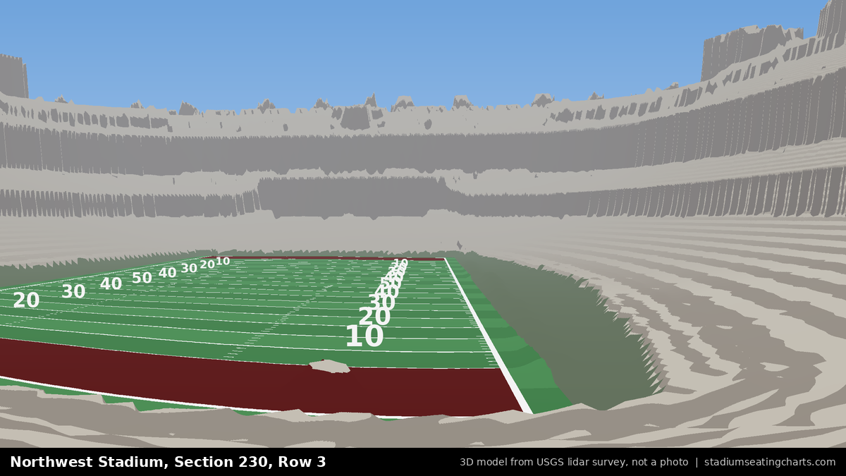 View from Northwest Stadium Section 230, Row 3, looking toward the field