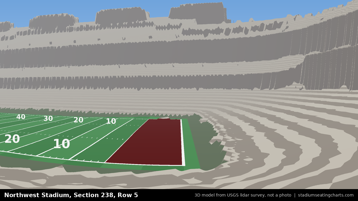 View from Northwest Stadium Section 238, Row 5, looking toward the field