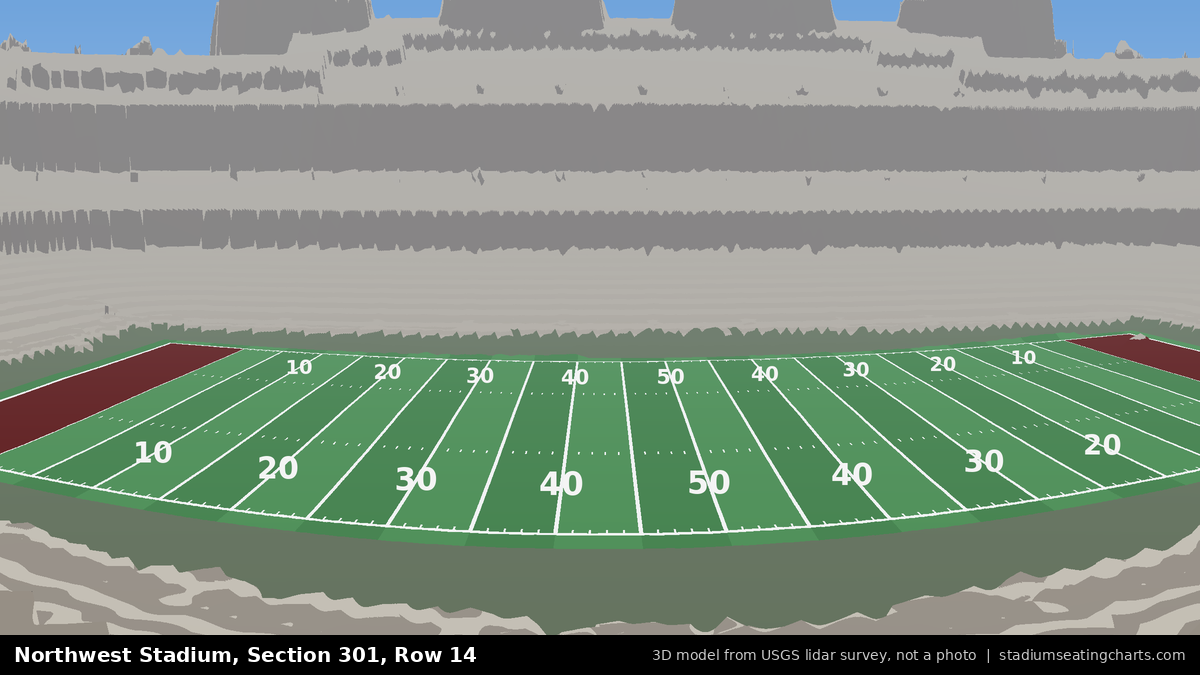 View from Northwest Stadium Section 301, Row 14, looking toward the field