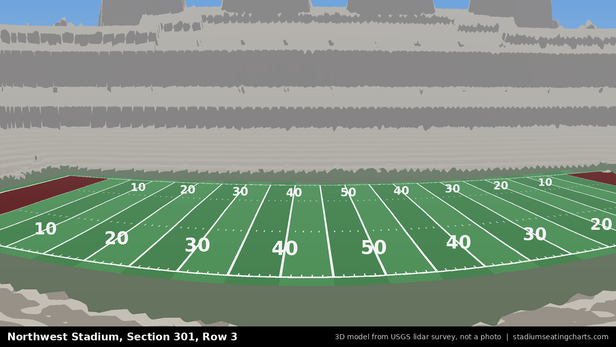 View from Northwest Stadium Section 301, Row 3, looking toward the field