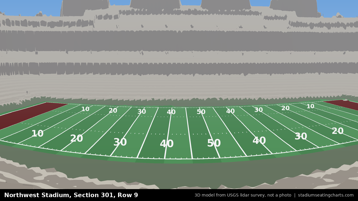 View from Northwest Stadium Section 301, Row 9, looking toward the field