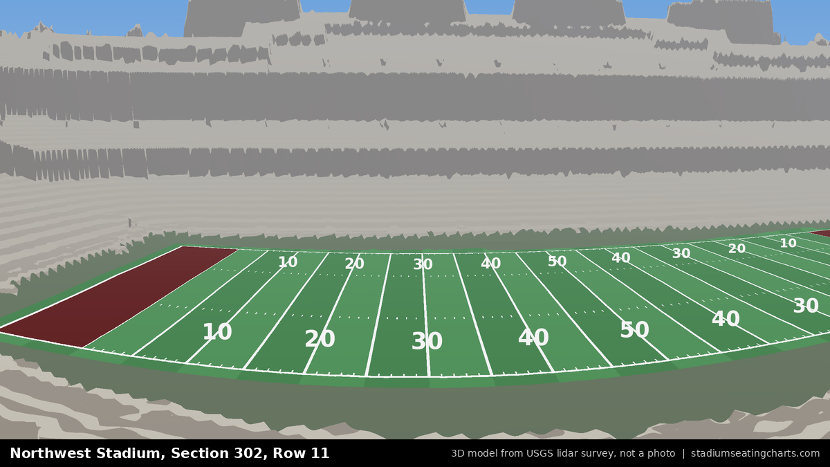 View from Northwest Stadium Section 302, Row 11, looking toward the field