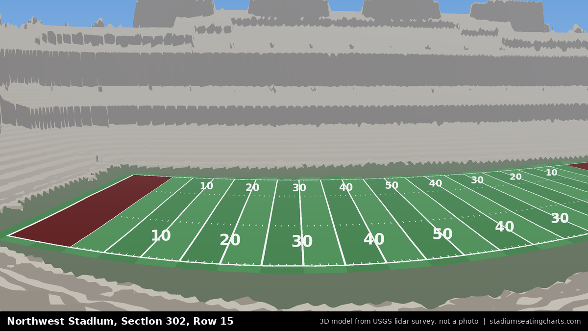 View from Northwest Stadium Section 302, Row 15, looking toward the field