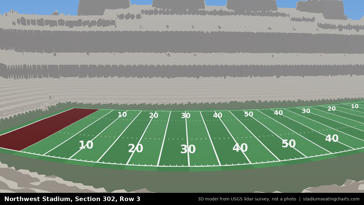 View from Northwest Stadium Section 302, Row 3, looking toward the field