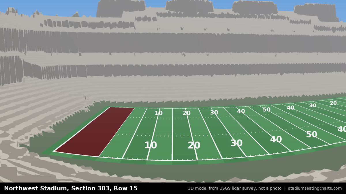 View from Northwest Stadium Section 303, Row 15, looking toward the field