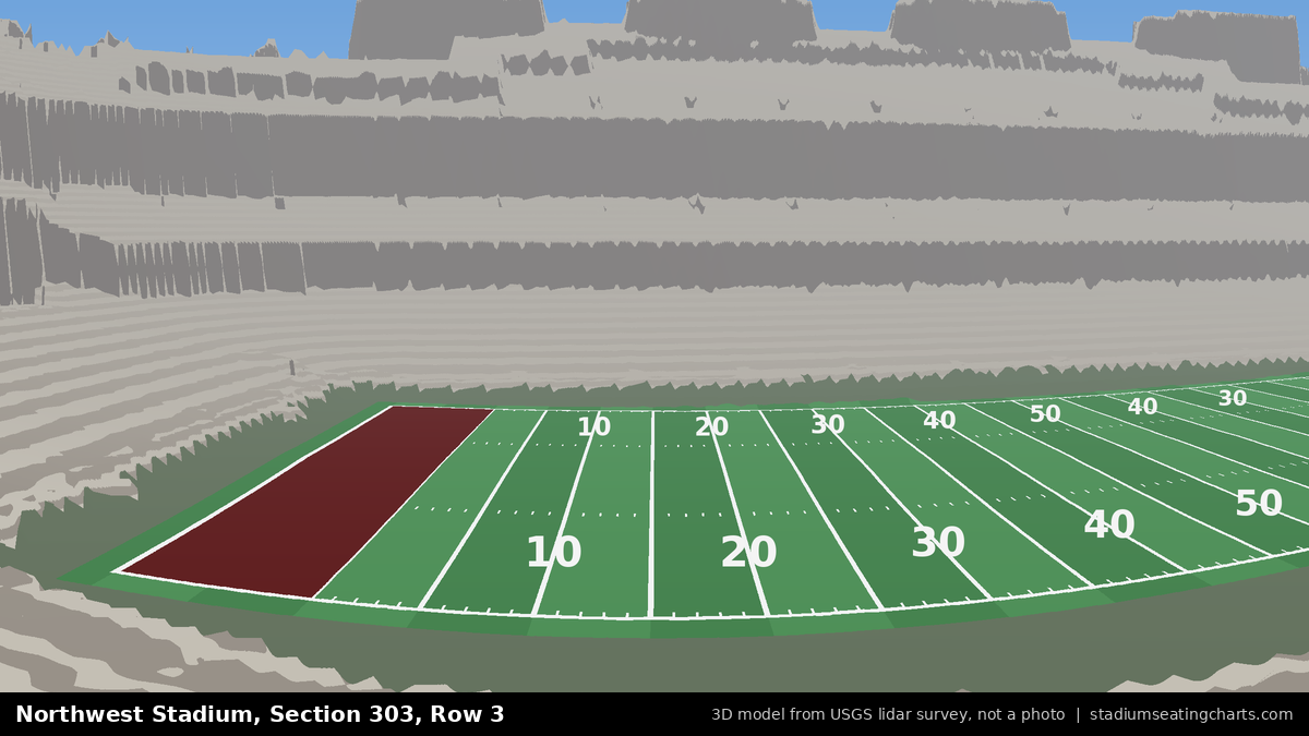 View from Northwest Stadium Section 303, Row 3, looking toward the field