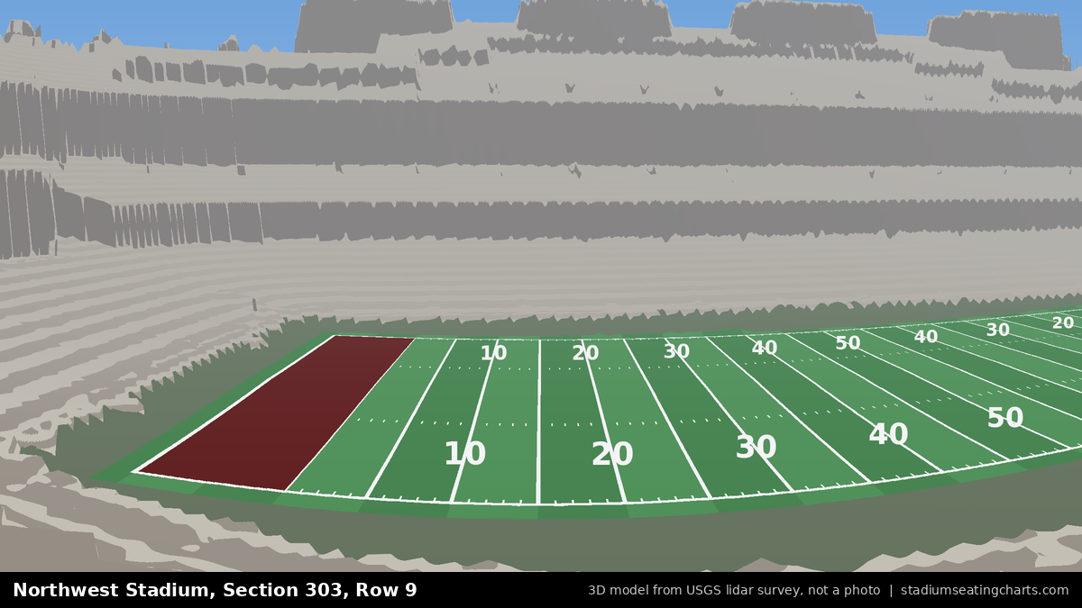 View from Northwest Stadium Section 303, Row 9, looking toward the field