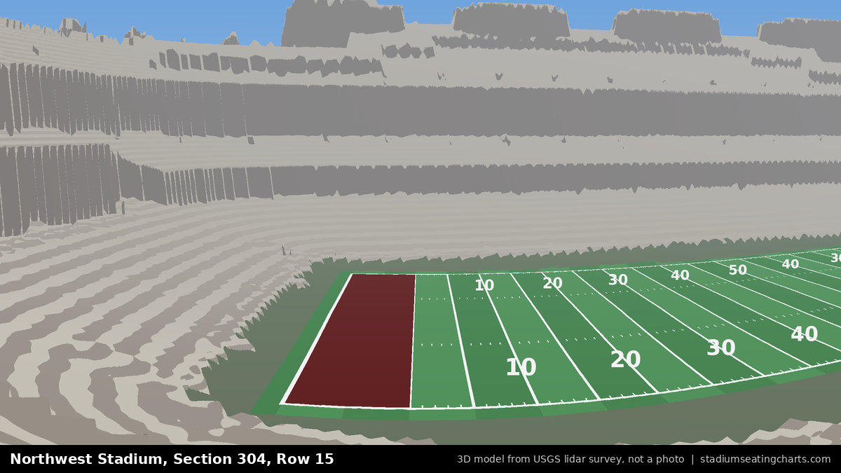 View from Northwest Stadium Section 304, Row 15, looking toward the field