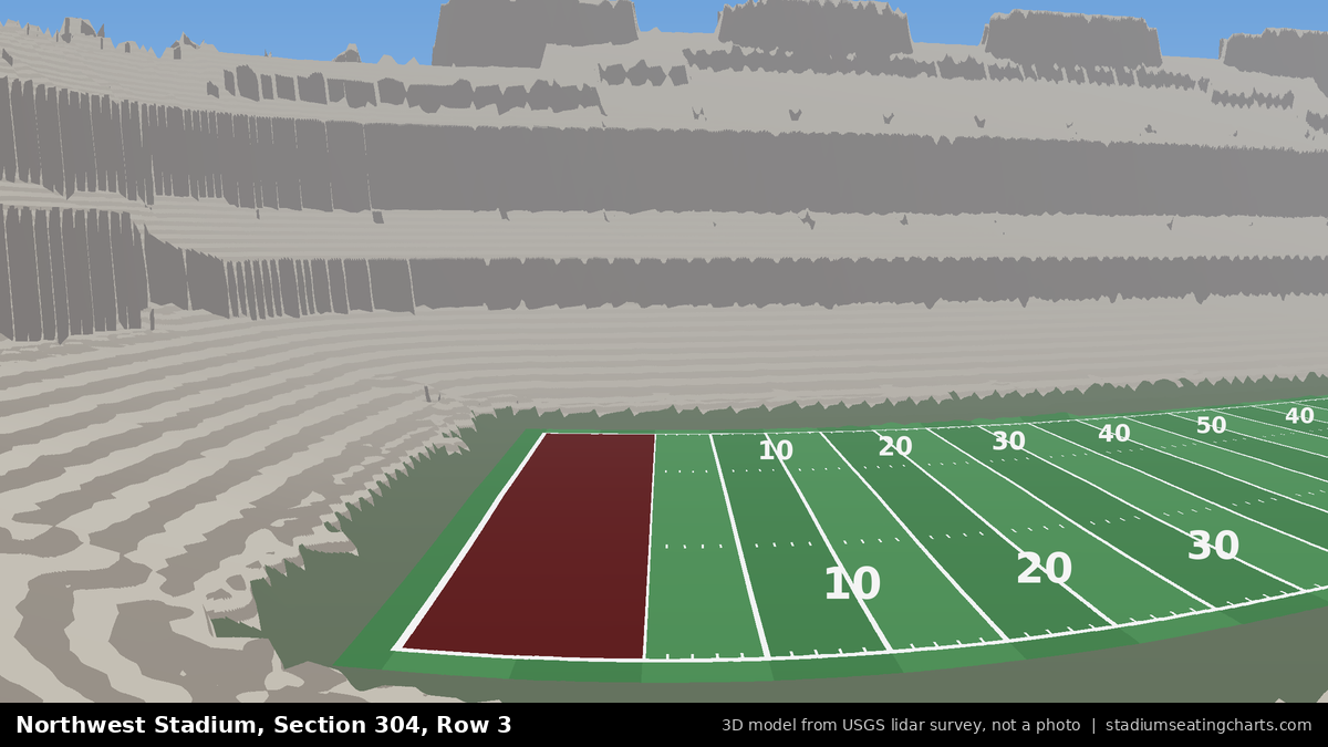 View from Northwest Stadium Section 304, Row 3, looking toward the field