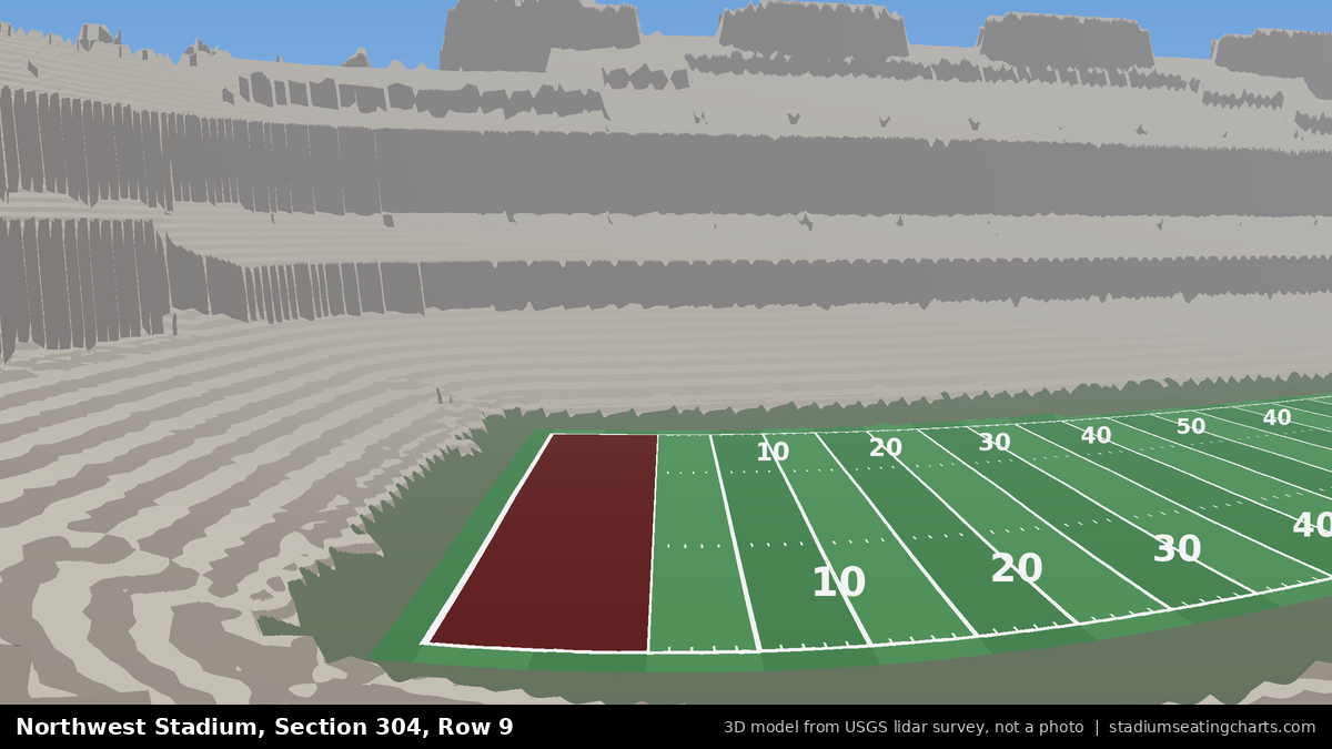View from Northwest Stadium Section 304, Row 9, looking toward the field
