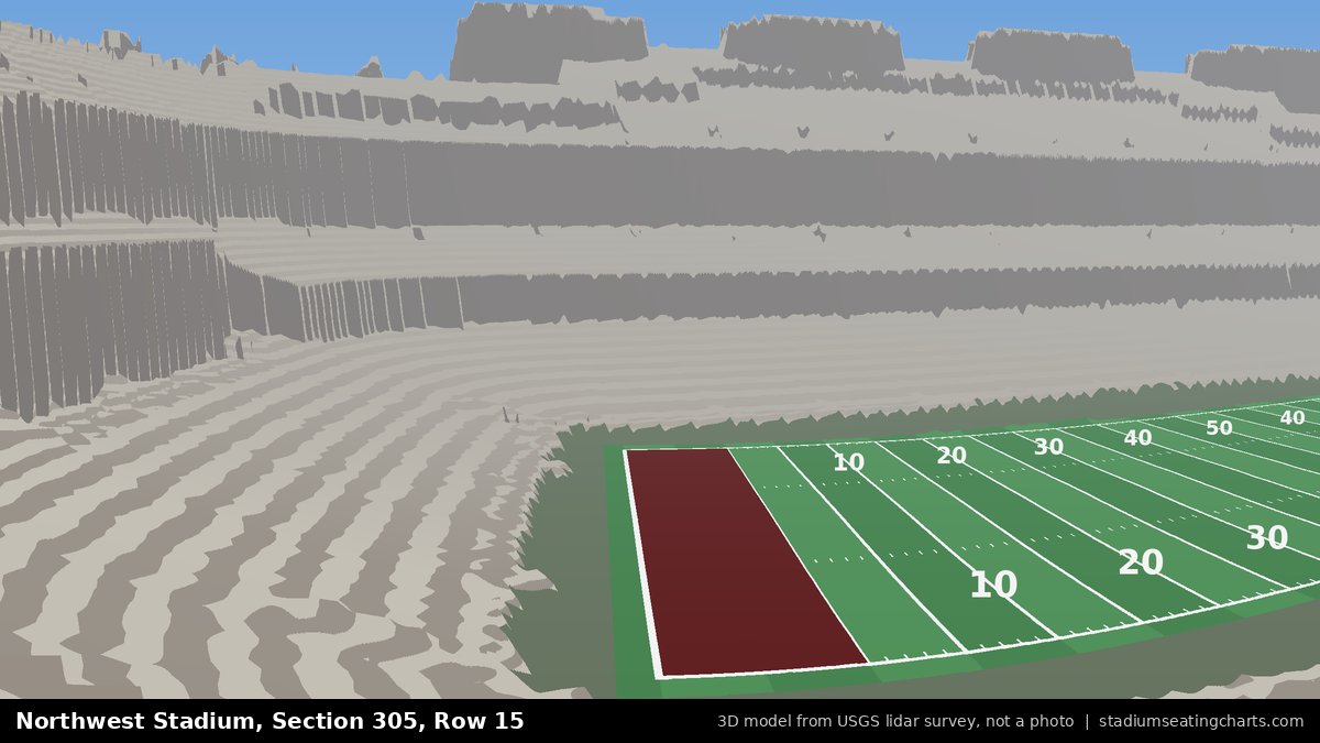 View from Northwest Stadium Section 305, Row 15, looking toward the field