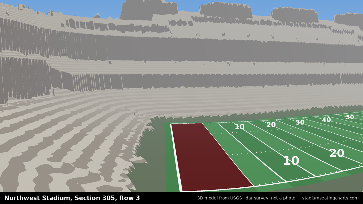 View from Northwest Stadium Section 305, Row 3, looking toward the field