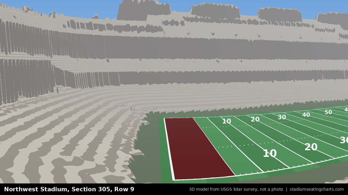 View from Northwest Stadium Section 305, Row 9, looking toward the field