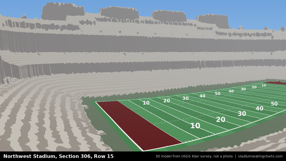View from Northwest Stadium Section 306, Row 15, looking toward the field