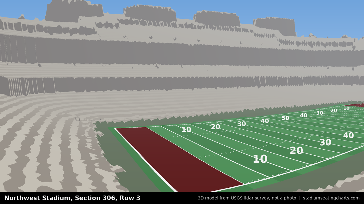 View from Northwest Stadium Section 306, Row 3, looking toward the field