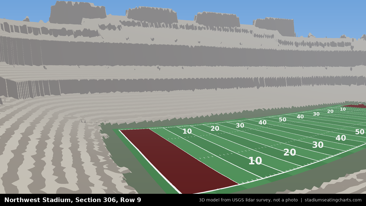 View from Northwest Stadium Section 306, Row 9, looking toward the field