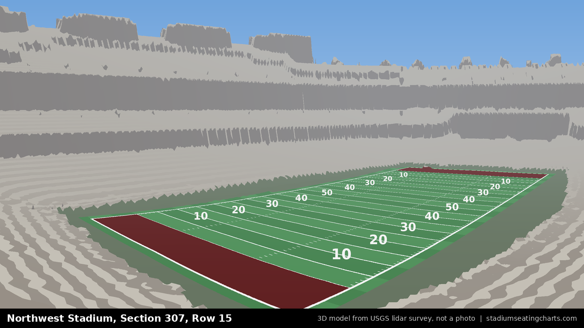 View from Northwest Stadium Section 307, Row 15, looking toward the field
