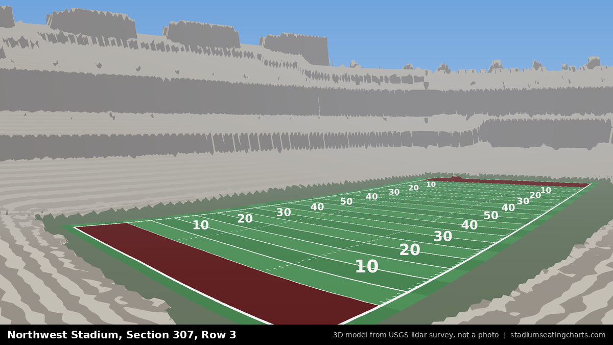View from Northwest Stadium Section 307, Row 3, looking toward the field