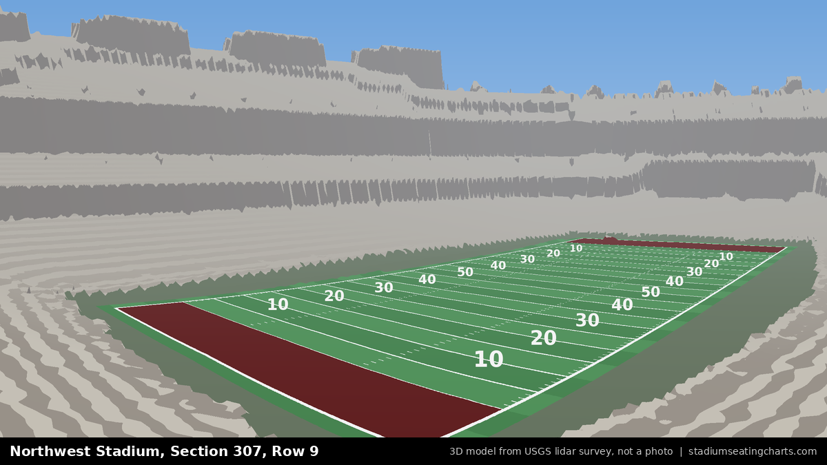 View from Northwest Stadium Section 307, Row 9, looking toward the field