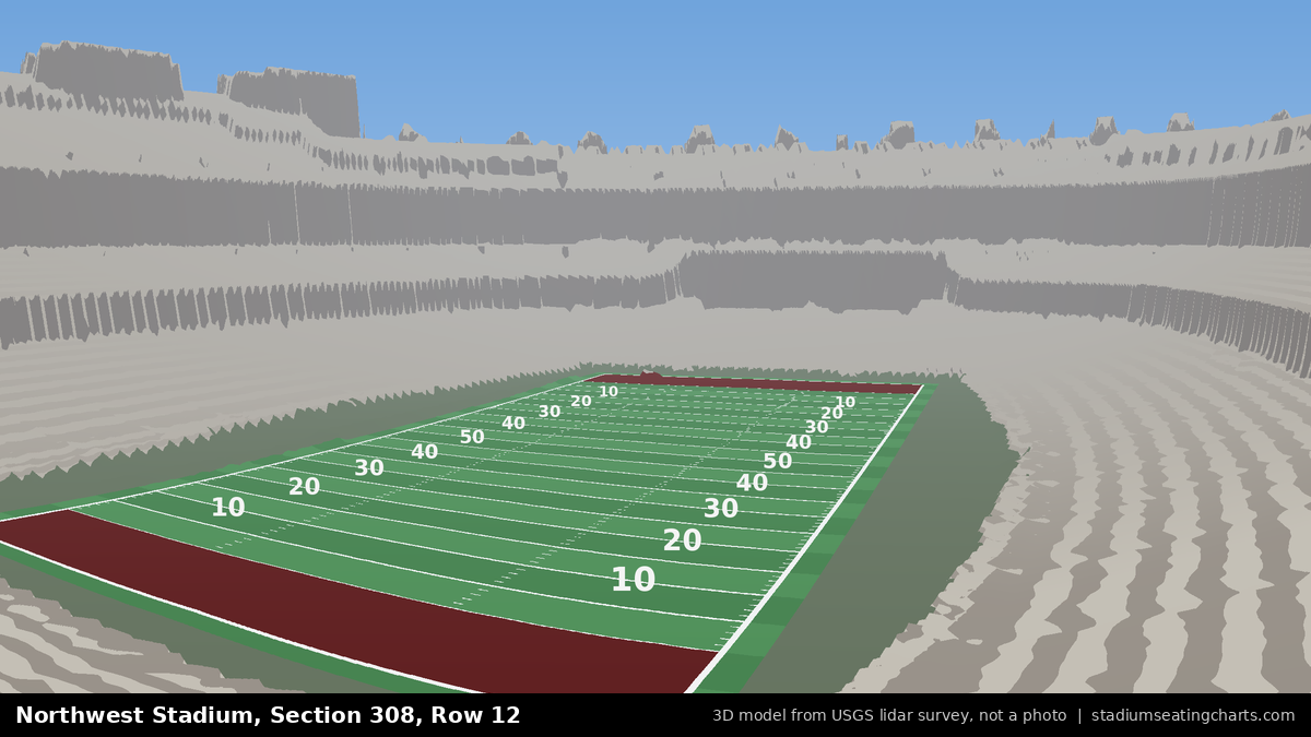 View from Northwest Stadium Section 308, Row 12, looking toward the field