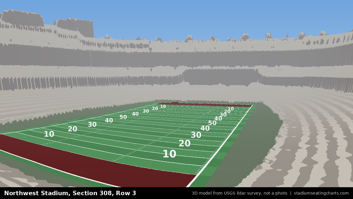 View from Northwest Stadium Section 308, Row 3, looking toward the field
