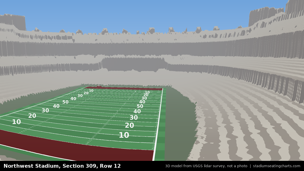 View from Northwest Stadium Section 309, Row 12, looking toward the field