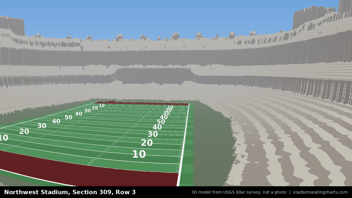 View from Northwest Stadium Section 309, Row 3, looking toward the field