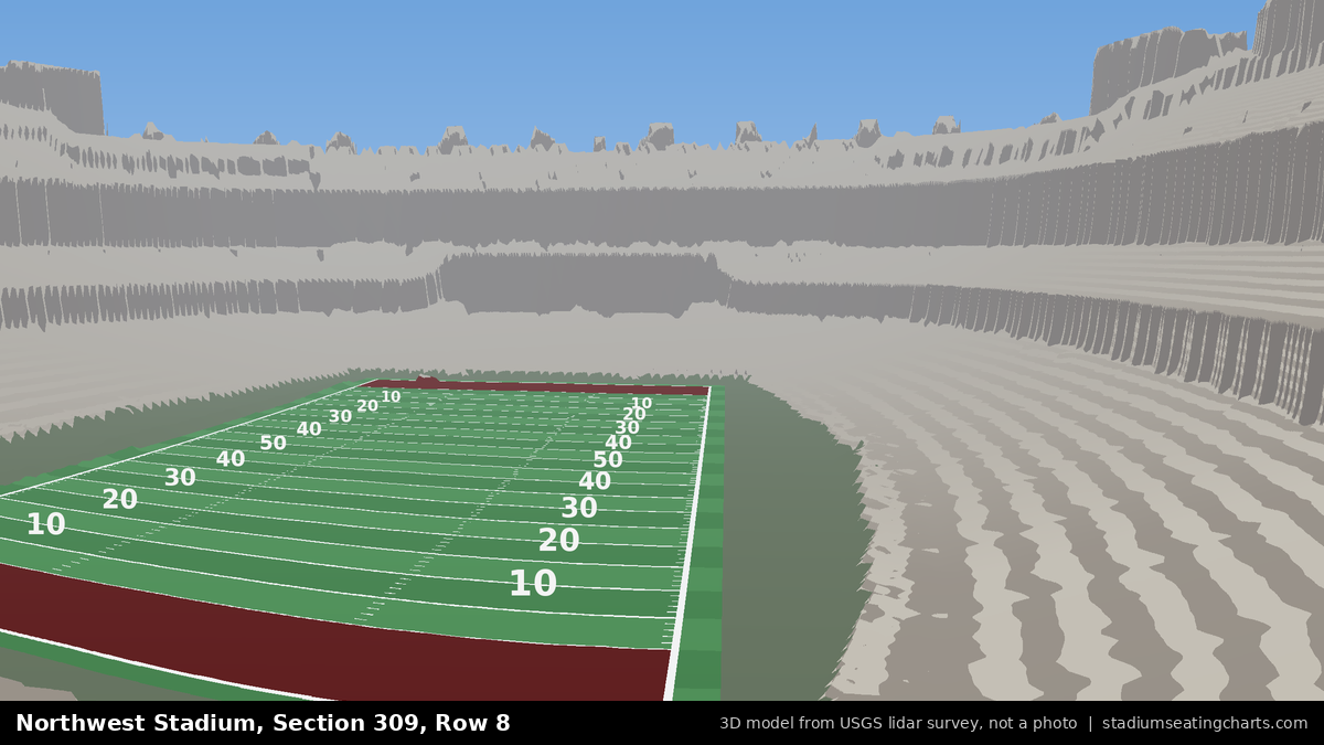 View from Northwest Stadium Section 309, Row 8, looking toward the field