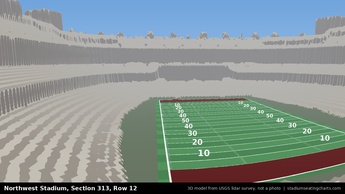 View from Northwest Stadium Section 313, Row 12, looking toward the field