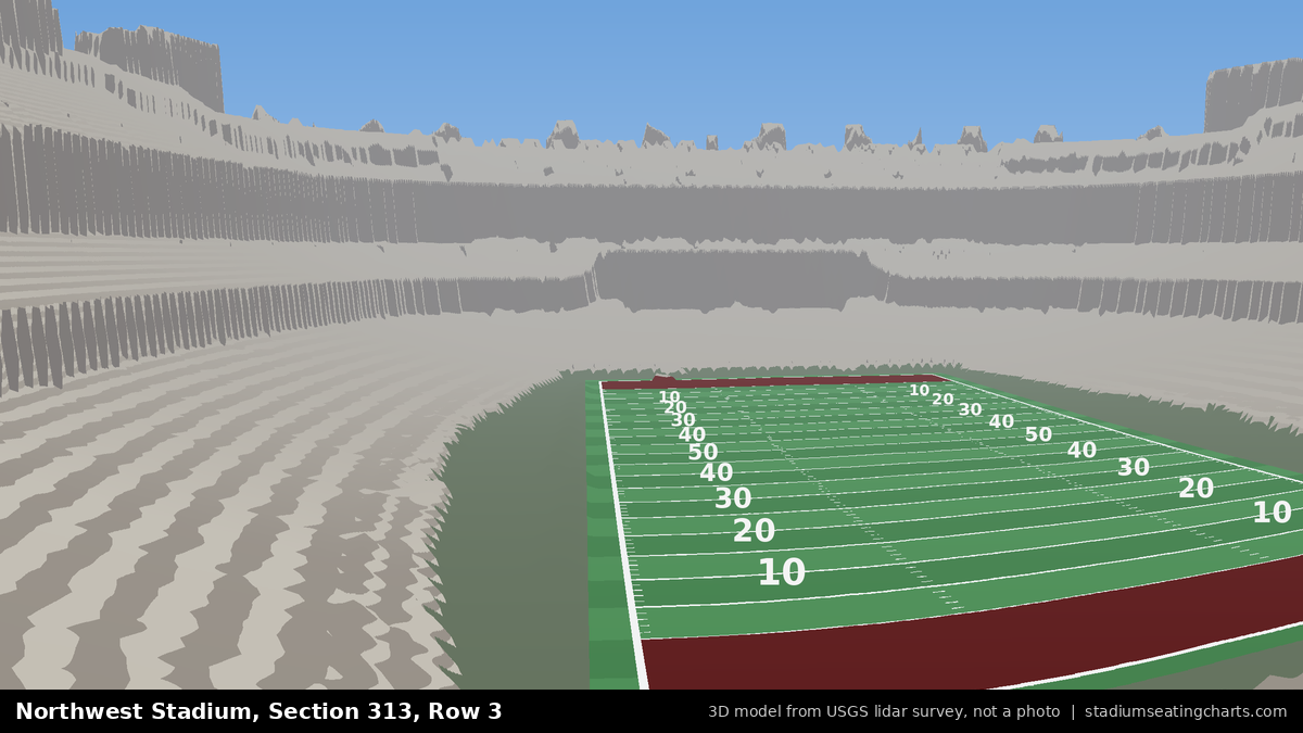 View from Northwest Stadium Section 313, Row 3, looking toward the field