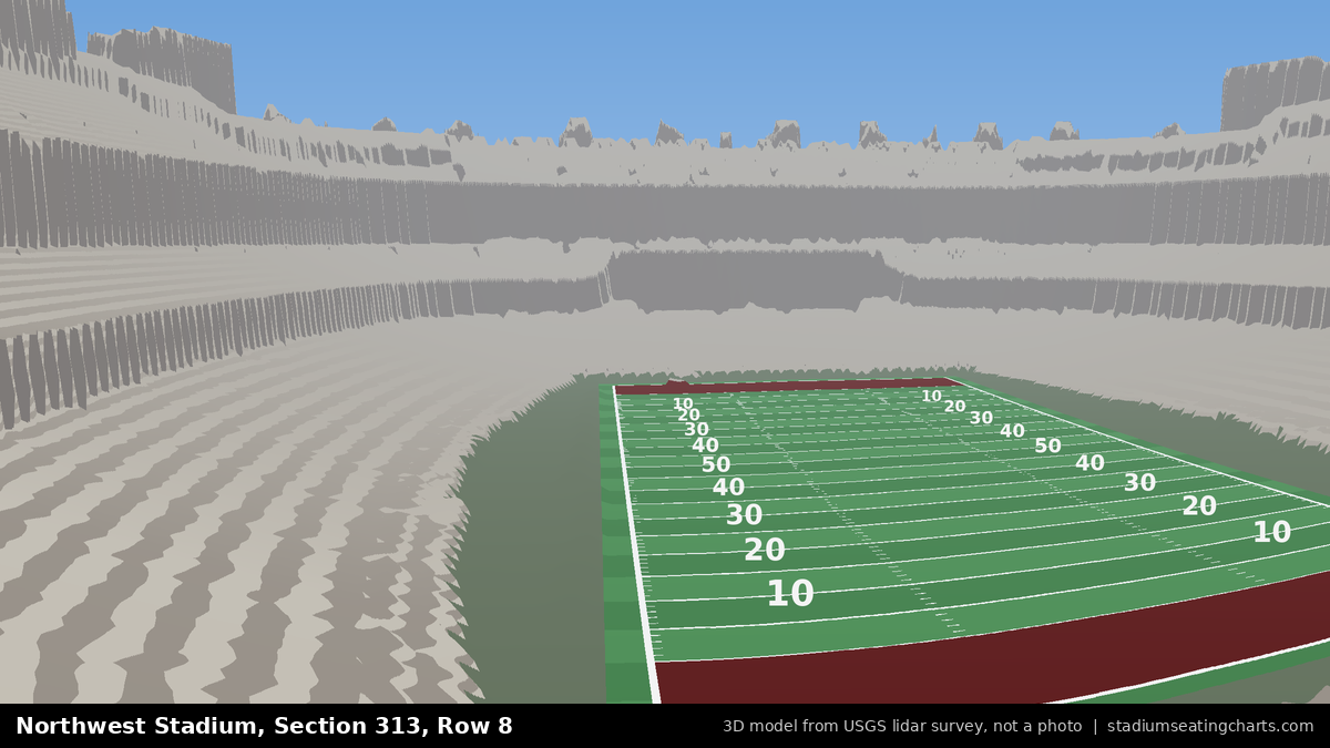 View from Northwest Stadium Section 313, Row 8, looking toward the field