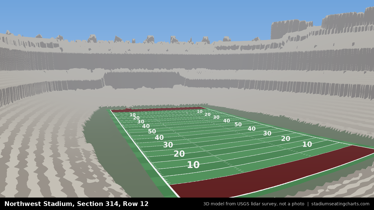 View from Northwest Stadium Section 314, Row 12, looking toward the field