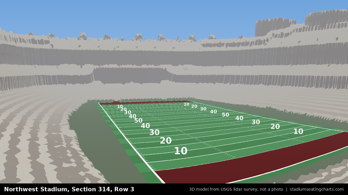 View from Northwest Stadium Section 314, Row 3, looking toward the field