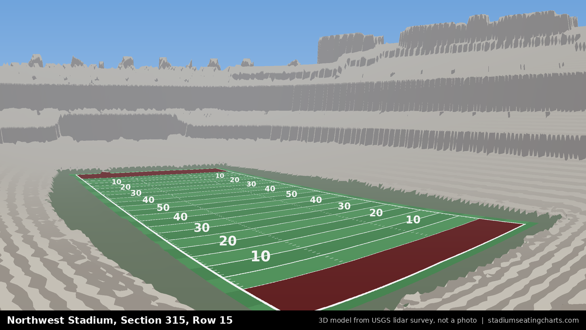 View from Northwest Stadium Section 315, Row 15, looking toward the field