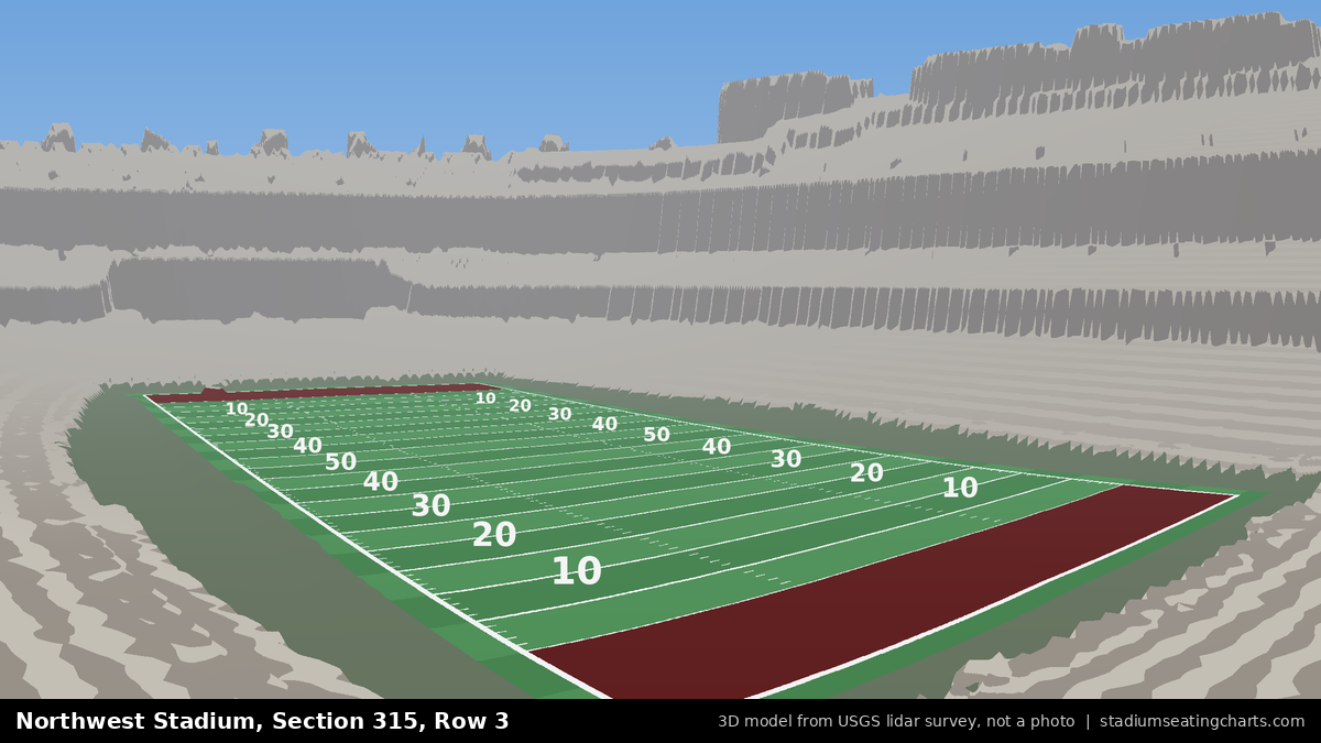 View from Northwest Stadium Section 315, Row 3, looking toward the field