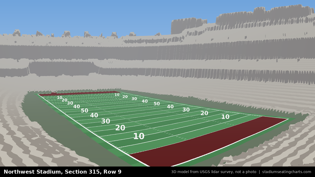 View from Northwest Stadium Section 315, Row 9, looking toward the field