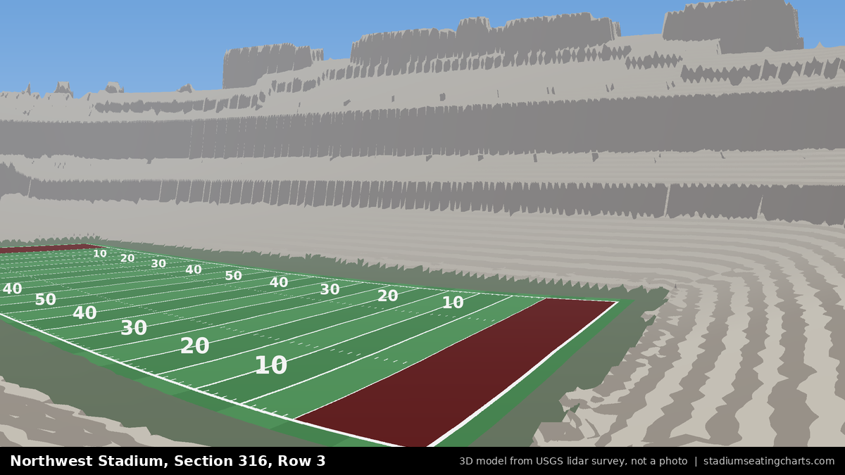 View from Northwest Stadium Section 316, Row 3, looking toward the field