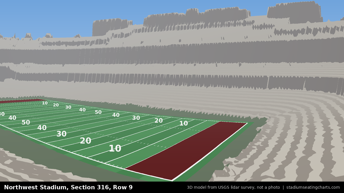 View from Northwest Stadium Section 316, Row 9, looking toward the field