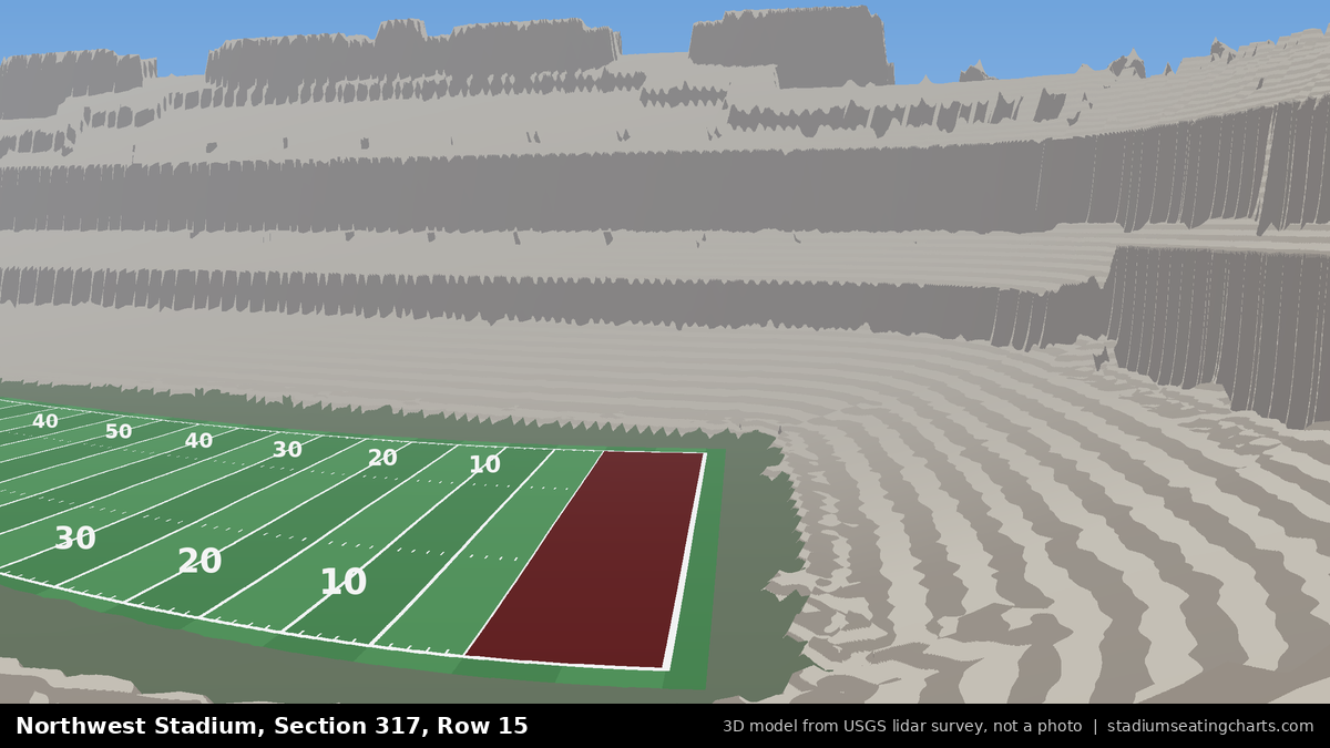 View from Northwest Stadium Section 317, Row 15, looking toward the field