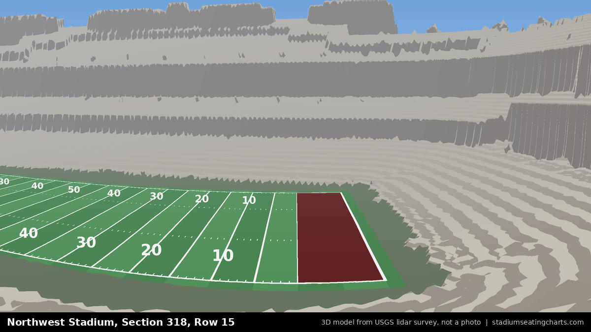 View from Northwest Stadium Section 318, Row 15, looking toward the field